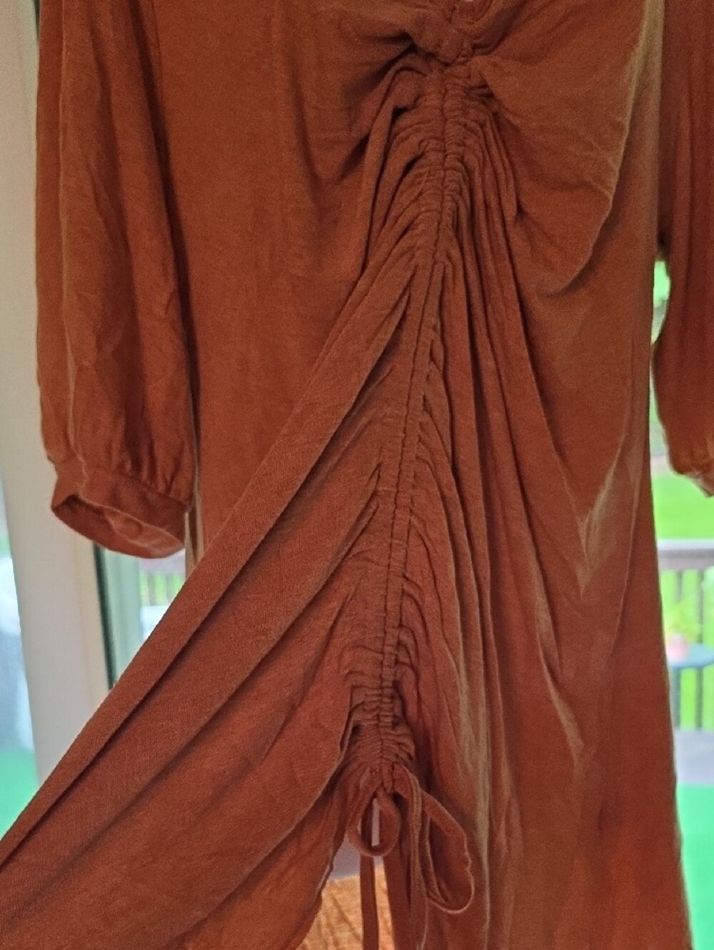 POL Rust Brown Ruched Drawstring Tunic - Picture 3 of 7